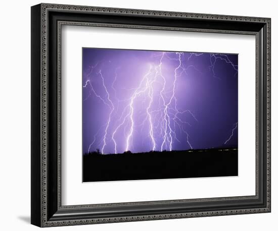 Lightning Striking the Ground-Warren Faidley-Framed Photographic Print