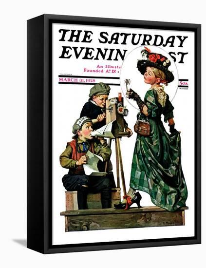 "Lights, Action, Camera," Saturday Evening Post Cover, March 31, 1928-Lawrence Toney-Framed Premier Image Canvas