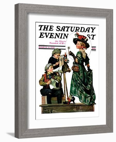 "Lights, Action, Camera," Saturday Evening Post Cover, March 31, 1928-Lawrence Toney-Framed Giclee Print