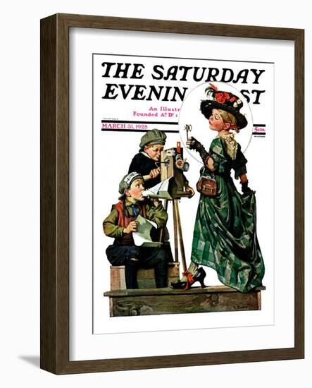 "Lights, Action, Camera," Saturday Evening Post Cover, March 31, 1928-Lawrence Toney-Framed Giclee Print