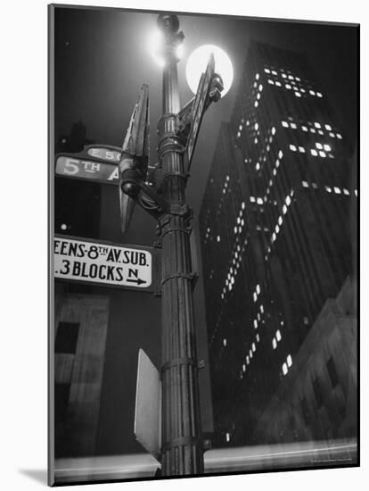 Lights in Skyscrapers at Rockefeller Center Being Dimmed to Conserve Energy During WWII-William C^ Shrout-Mounted Photographic Print
