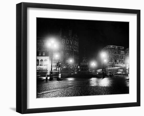 Lights Out in Piccadilly Circus, London, 1951-null-Framed Photographic Print