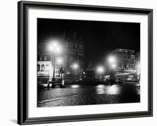 Lights Out in Piccadilly Circus, London, 1951-null-Framed Photographic Print