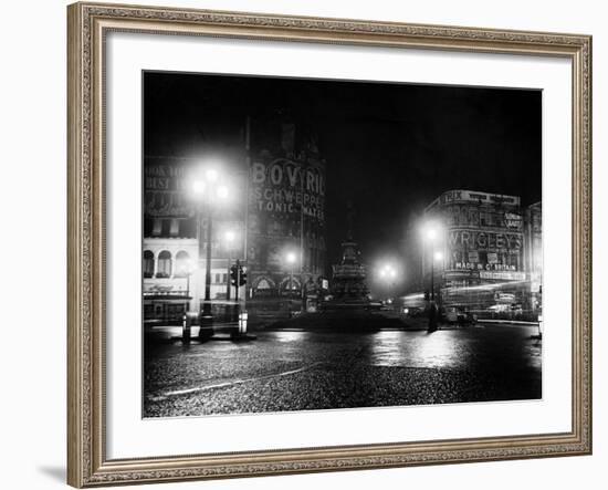 Lights Out in Piccadilly Circus, London, 1951-null-Framed Photographic Print