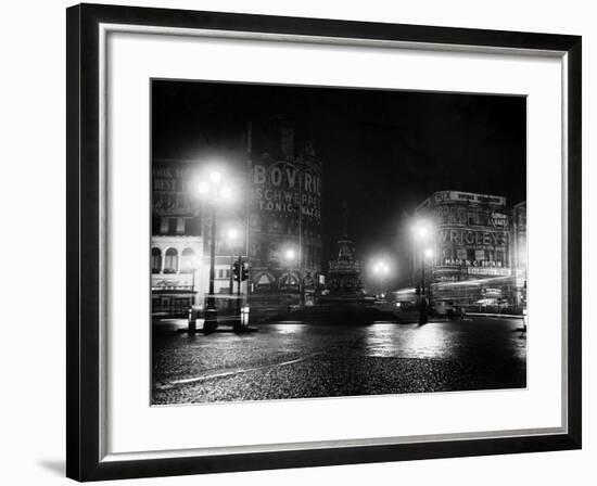 Lights Out in Piccadilly Circus, London, 1951-null-Framed Photographic Print