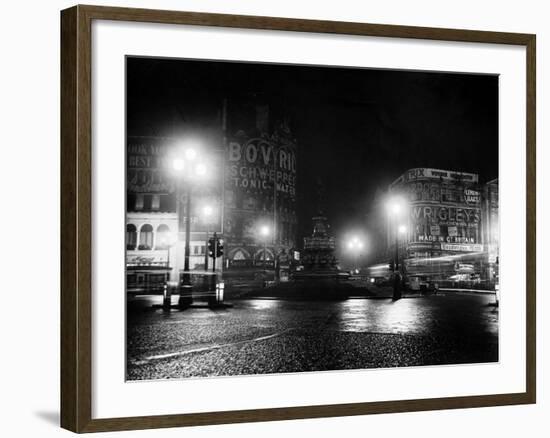 Lights Out in Piccadilly Circus, London, 1951-null-Framed Photographic Print