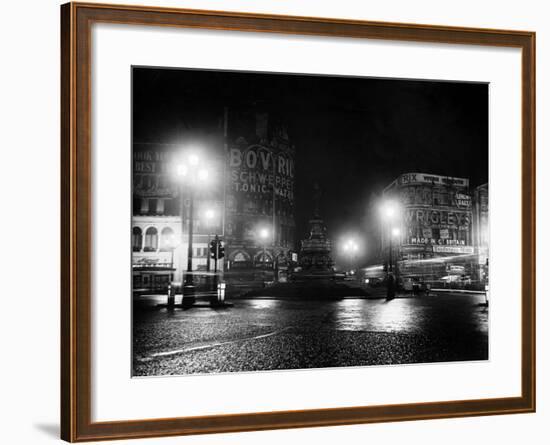 Lights Out in Piccadilly Circus, London, 1951-null-Framed Photographic Print