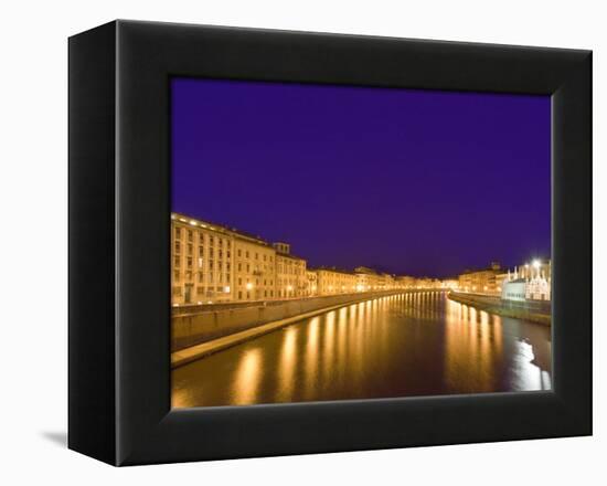 Lights Reflect on the Arno River, Pisa, Italy-Dennis Flaherty-Framed Premier Image Canvas