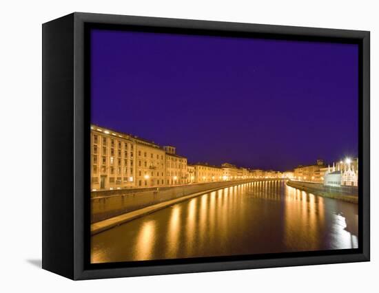 Lights Reflect on the Arno River, Pisa, Italy-Dennis Flaherty-Framed Premier Image Canvas