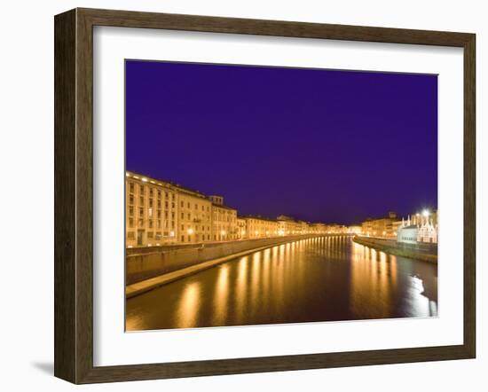 Lights Reflect on the Arno River, Pisa, Italy-Dennis Flaherty-Framed Photographic Print