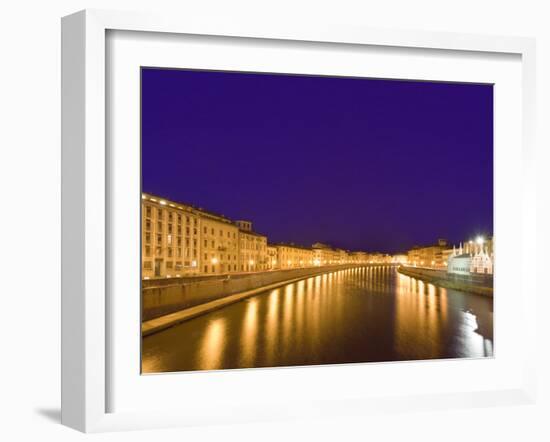 Lights Reflect on the Arno River, Pisa, Italy-Dennis Flaherty-Framed Photographic Print
