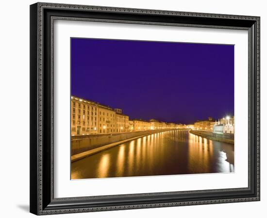 Lights Reflect on the Arno River, Pisa, Italy-Dennis Flaherty-Framed Photographic Print