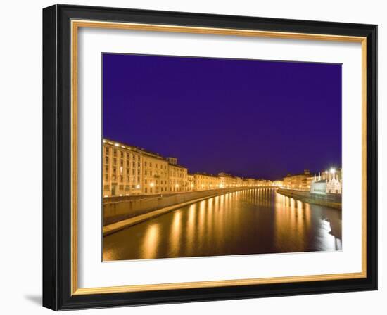 Lights Reflect on the Arno River, Pisa, Italy-Dennis Flaherty-Framed Photographic Print
