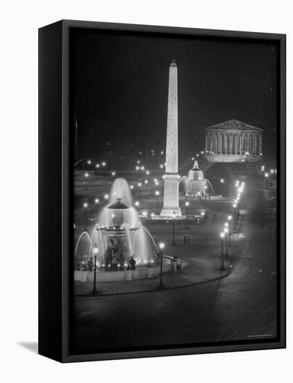 Lights Water Fountains Surrounding the Place de La Concirde Chamber of Deputies-Dmitri Kessel-Framed Premier Image Canvas