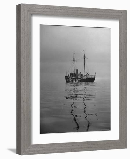 Lightship "Nantucket" Riding Anchor Near Quicksand Shallows to Warn Away Other Ships-Sam Shere-Framed Photographic Print