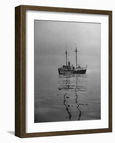 Lightship "Nantucket" Riding Anchor Near Quicksand Shallows to Warn Away Other Ships-Sam Shere-Framed Photographic Print