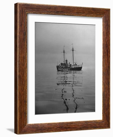 Lightship "Nantucket" Riding Anchor Near Quicksand Shallows to Warn Away Other Ships-Sam Shere-Framed Photographic Print