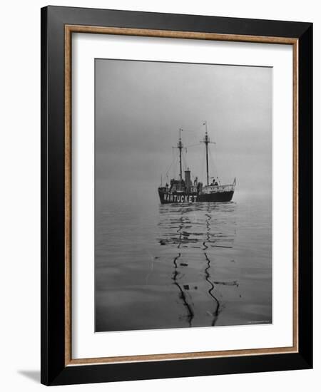 Lightship "Nantucket" Riding Anchor Near Quicksand Shallows to Warn Away Other Ships-Sam Shere-Framed Photographic Print