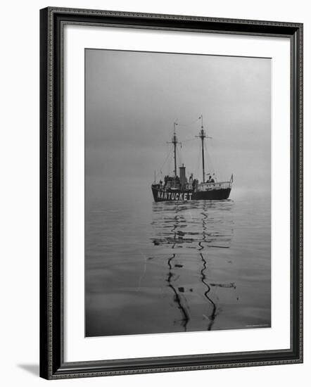 Lightship "Nantucket" Riding Anchor Near Quicksand Shallows to Warn Away Other Ships-Sam Shere-Framed Photographic Print
