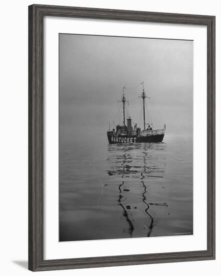 Lightship "Nantucket" Riding Anchor Near Quicksand Shallows to Warn Away Other Ships-Sam Shere-Framed Photographic Print