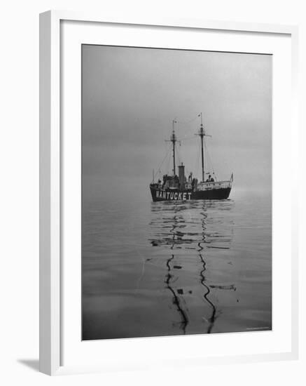 Lightship "Nantucket" Riding Anchor Near Quicksand Shallows to Warn Away Other Ships-Sam Shere-Framed Photographic Print