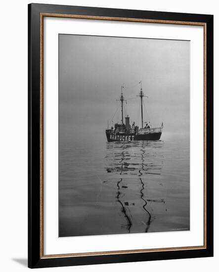 Lightship "Nantucket" Riding Anchor Near Quicksand Shallows to Warn Away Other Ships-Sam Shere-Framed Photographic Print