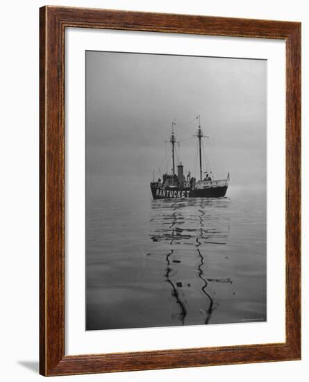 Lightship "Nantucket" Riding Anchor Near Quicksand Shallows to Warn Away Other Ships-Sam Shere-Framed Photographic Print