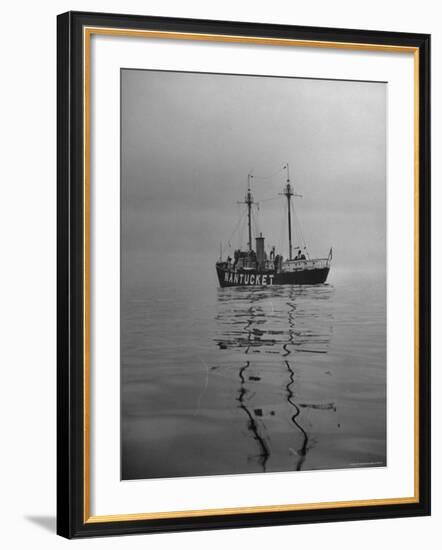 Lightship "Nantucket" Riding Anchor Near Quicksand Shallows to Warn Away Other Ships-Sam Shere-Framed Photographic Print