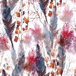 Boho Style Magic: Twigs and Feathers - Seamless Pattern - Digital and Watercolor Mixed Media Fashio-Liia Chevnenko-Art Print