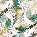 Boho Style Magic: Twigs and Feathers - Seamless Pattern - Digital and Watercolor Mixed Media Fashio-Liia Chevnenko-Art Print