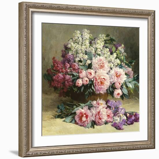 Lilac and Peonies with Irises (detail)-Pauline Caspers-Framed Giclee Print