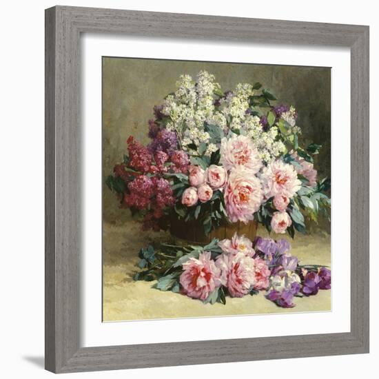 Lilac and Peonies with Irises (detail)-Pauline Caspers-Framed Giclee Print