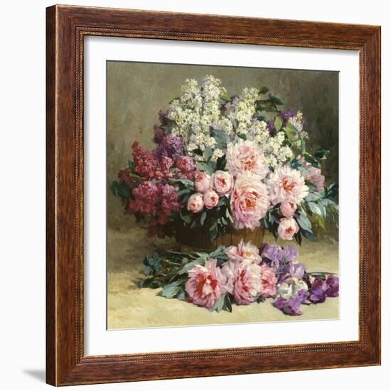 Lilac and Peonies with Irises (detail)-Pauline Caspers-Framed Giclee Print