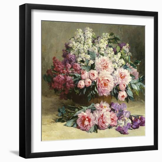 Lilac and Peonies with Irises (detail)-Pauline Caspers-Framed Giclee Print