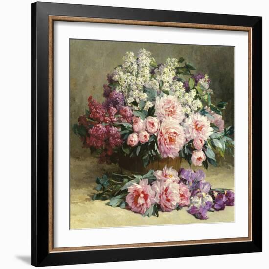 Lilac and Peonies with Irises (detail)-Pauline Caspers-Framed Giclee Print