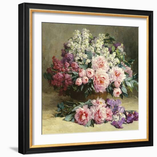 Lilac and Peonies with Irises (detail)-Pauline Caspers-Framed Giclee Print