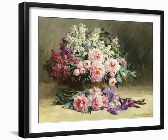Lilac and Peonies with Irises-Pauline Caspers-Framed Giclee Print