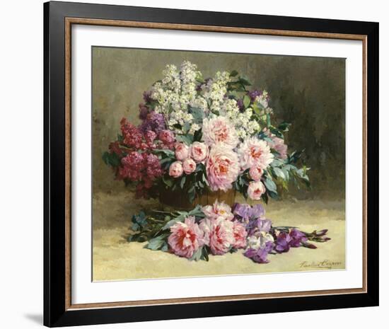 Lilac and Peonies with Irises-Pauline Caspers-Framed Giclee Print