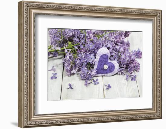 Lilac, Blossoms, Mauve, Violet, Heart-Andrea Haase-Framed Photographic Print