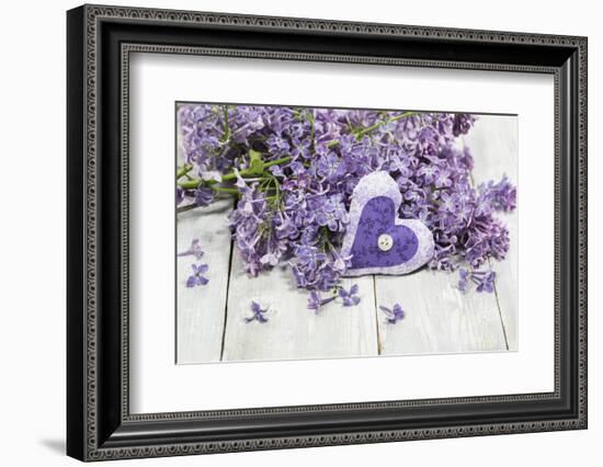 Lilac, Blossoms, Mauve, Violet, Heart-Andrea Haase-Framed Photographic Print