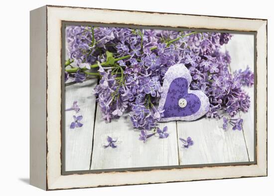 Lilac, Blossoms, Mauve, Violet, Heart-Andrea Haase-Framed Premier Image Canvas