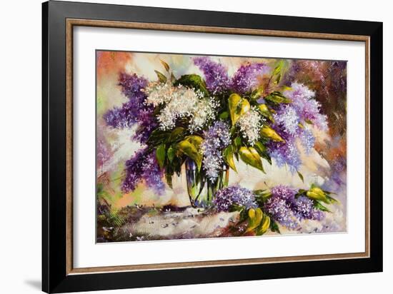 Lilac Bouquet In A Vase-balaikin2009-Framed Art Print