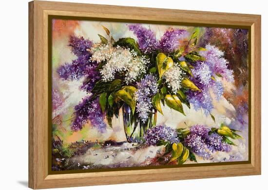 Lilac Bouquet In A Vase-balaikin2009-Framed Stretched Canvas