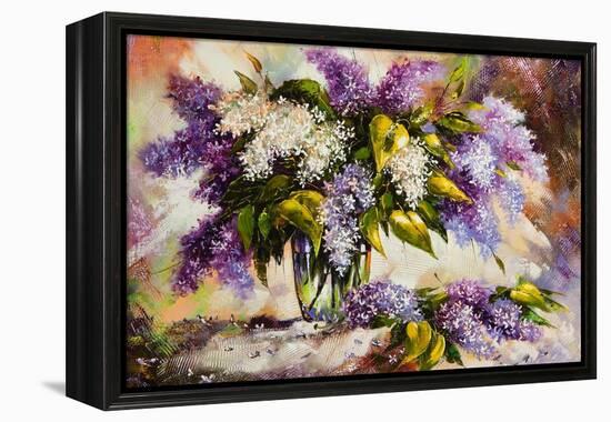 Lilac Bouquet In A Vase-balaikin2009-Framed Stretched Canvas