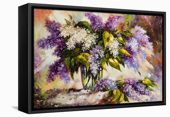 Lilac Bouquet In A Vase-balaikin2009-Framed Stretched Canvas