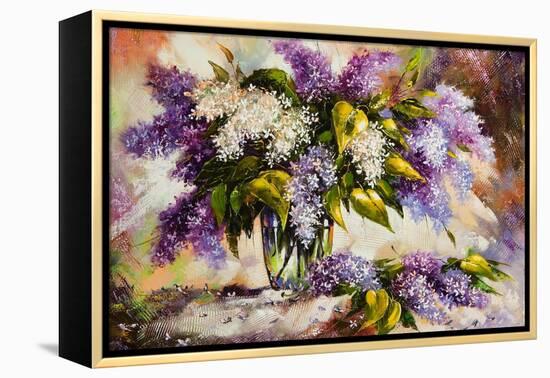 Lilac Bouquet In A Vase-balaikin2009-Framed Stretched Canvas