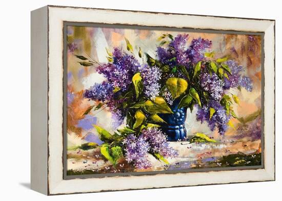 Lilac Bouquet In A Vase-balaikin2009-Framed Stretched Canvas