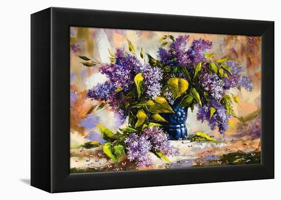 Lilac Bouquet In A Vase-balaikin2009-Framed Stretched Canvas