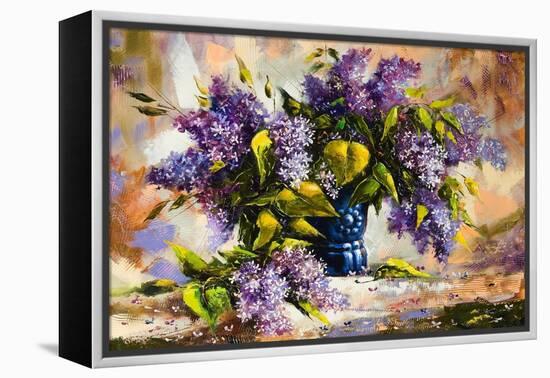 Lilac Bouquet In A Vase-balaikin2009-Framed Stretched Canvas