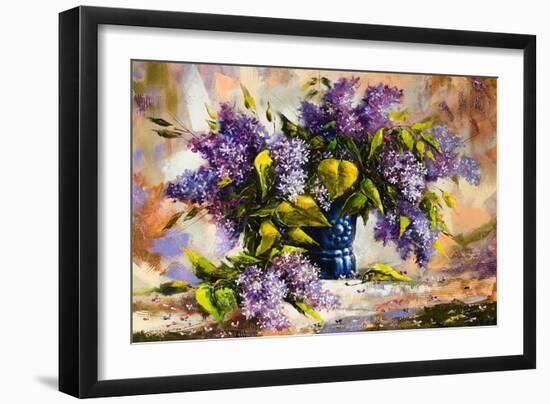 Lilac Bouquet In A Vase-balaikin2009-Framed Art Print